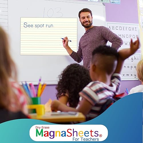 Miniatura 5 de MAGNASHEETS - Papel magnético jumbo de borrado en seco para profesores aulas de 28 x 22 pulgadas, borrado completo, sin manchas, fantasma, incluye