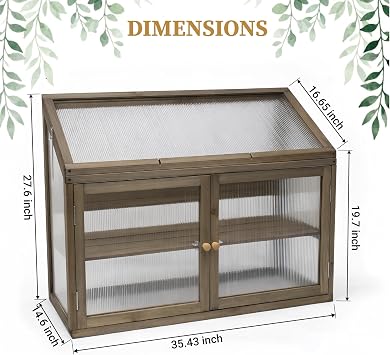 Beipoo 2-Tier Wooden Greenhouse with Adjustable Vent & Shelf, Outdoor Raised Planter Box with Enhanced Drainage, Solid Fir Wood Cold Frame for Patio and Garden