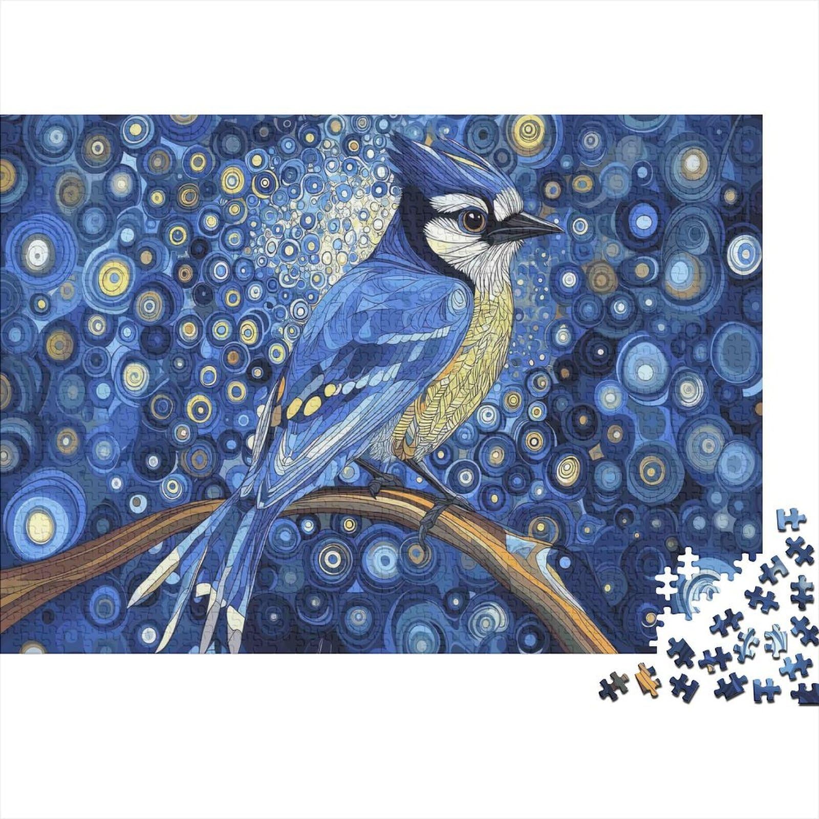 Blue Jay Art Print Jigsaw Puzzles 1000 Pieces Challenge Toy for Adults, Impossible Jigsaw Puzzles 1000 Pieces Educational Games Home Decoration 52x38cm/1000pcs — image 1