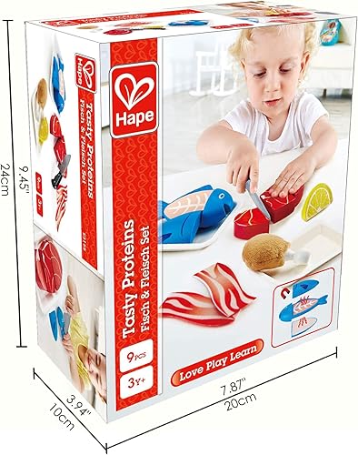 Miniatura 6 de Hape Tasty Proteins Set | Juego de comida de madera para niños, juego básico de ingredientes y accesorios de cocina, multicolor