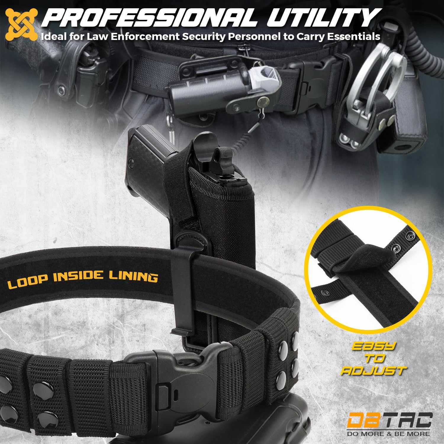DBTAC 2" Nylon Duty Belt w/ 4 Keepers Tactical Police Security Utility Belts for Law Enforcement Security Patrol & Work Gear - Image 5