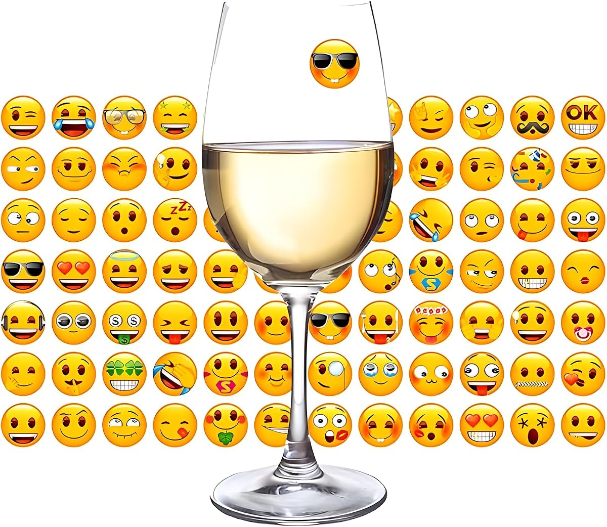 MORCART Resuable Emoji Stickers Funny Icons Decorative Drink Marker, 84pcs Party Gift for Kids Friends, Personalized Your Life, Removable & Washable