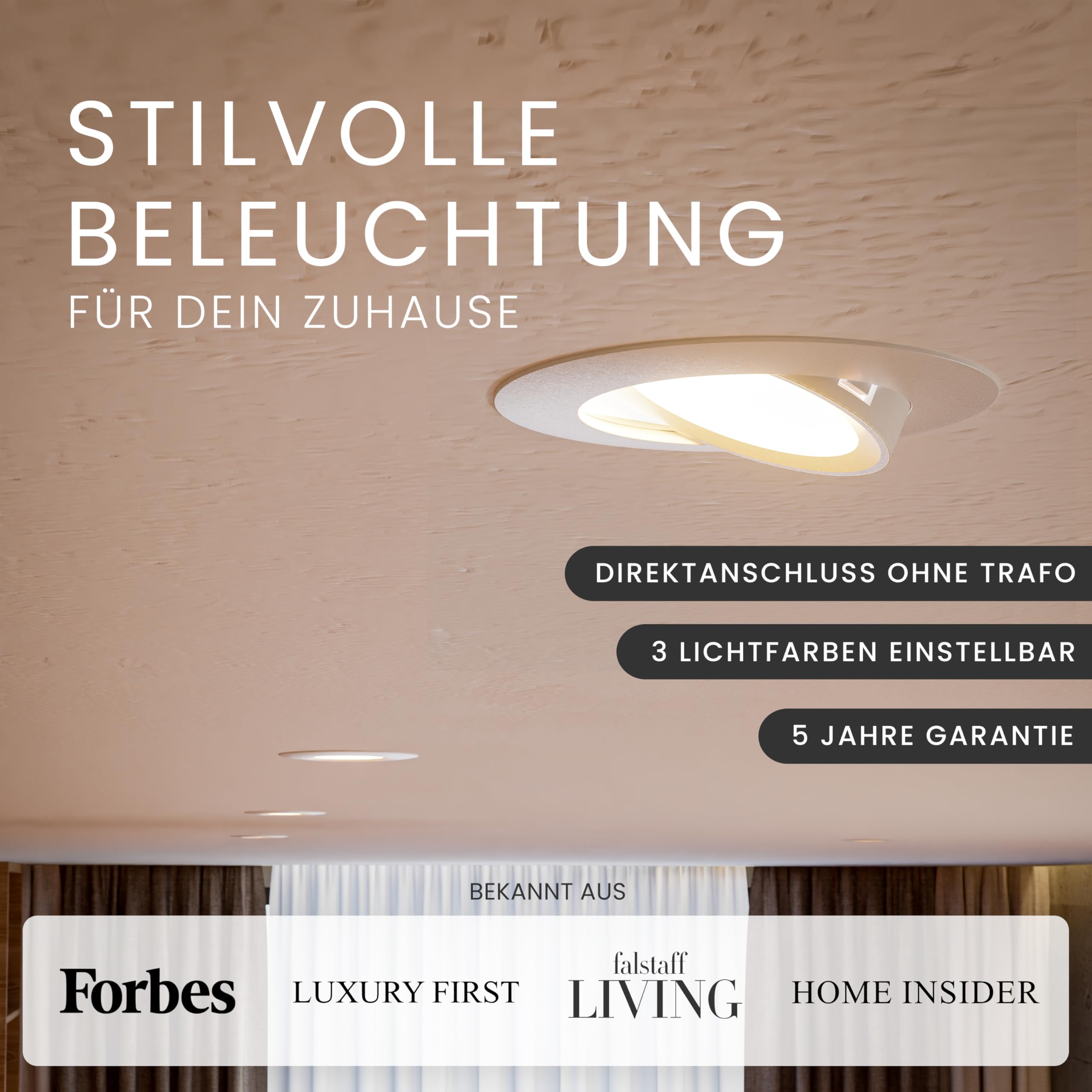 MATO 6x LED Einbaustrahler 230V Dimmbar 5W - 30° Schwenkbare, flache Spots 75mm Lochmaß - IP20 Einbauleuchten Deckenspots für Innenräume - Einbauspots Lichtfarbe umschaltbar, CRI 90+, 510lm