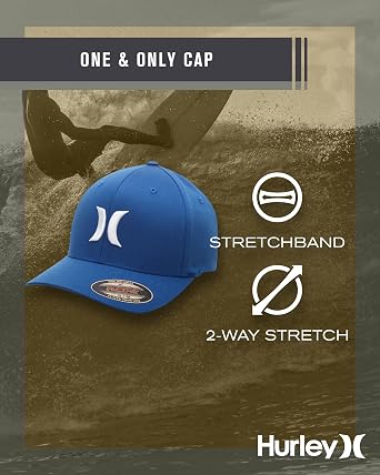 Hurley Mens Textured Fitted Baseball Cap, Moisture Wicking, Curved Brim | Interior Sweatband Keeps You Dry and Cool, Structured Shape Holds Its Form, Subtle Texture with Front Embroidery