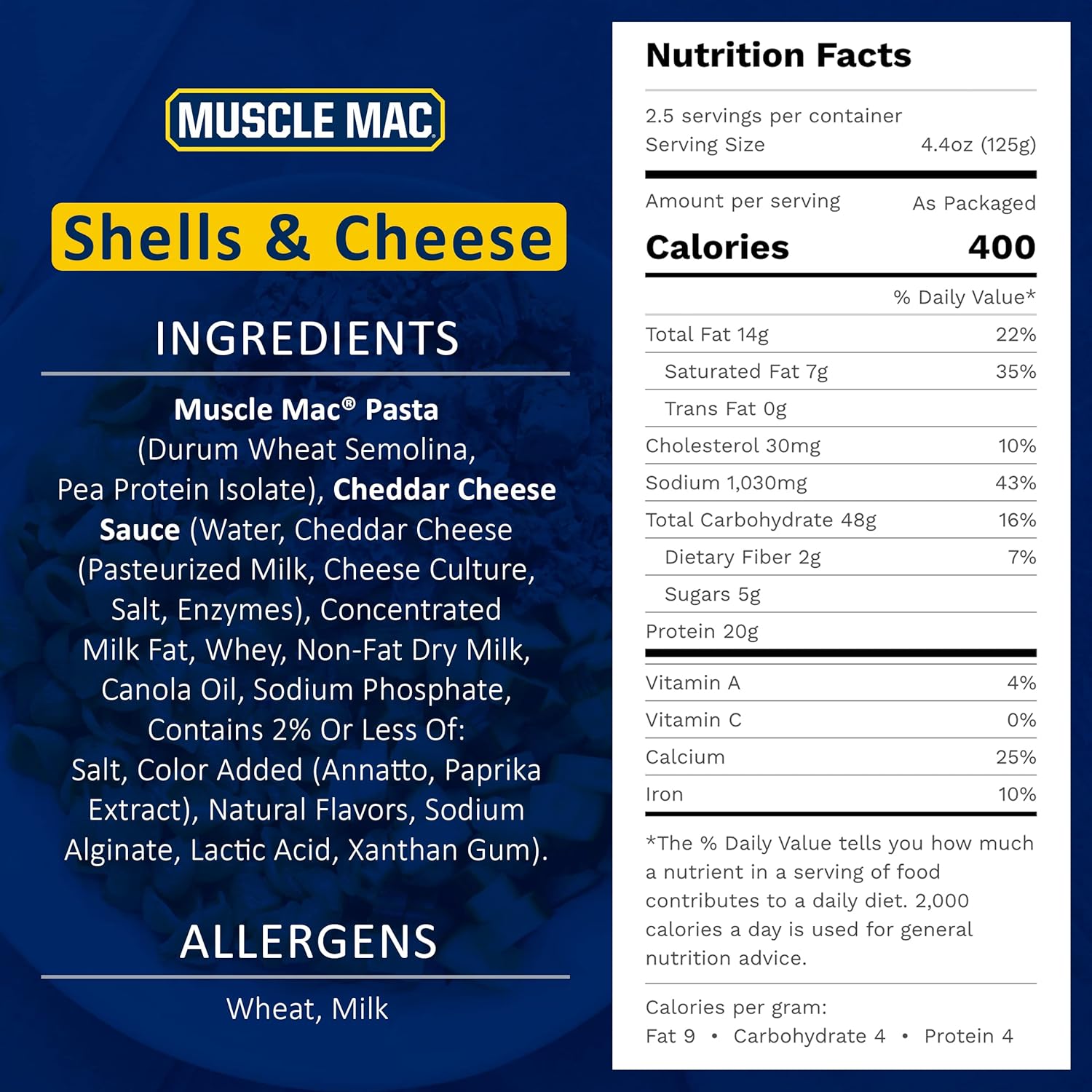 Muscle Mac® | Shells & Cheese Pasta For All Ages, 20 Grams Of Protein Per Serving, Real Cheese, Non-GMO, 11 Ounce (Pack of 12)