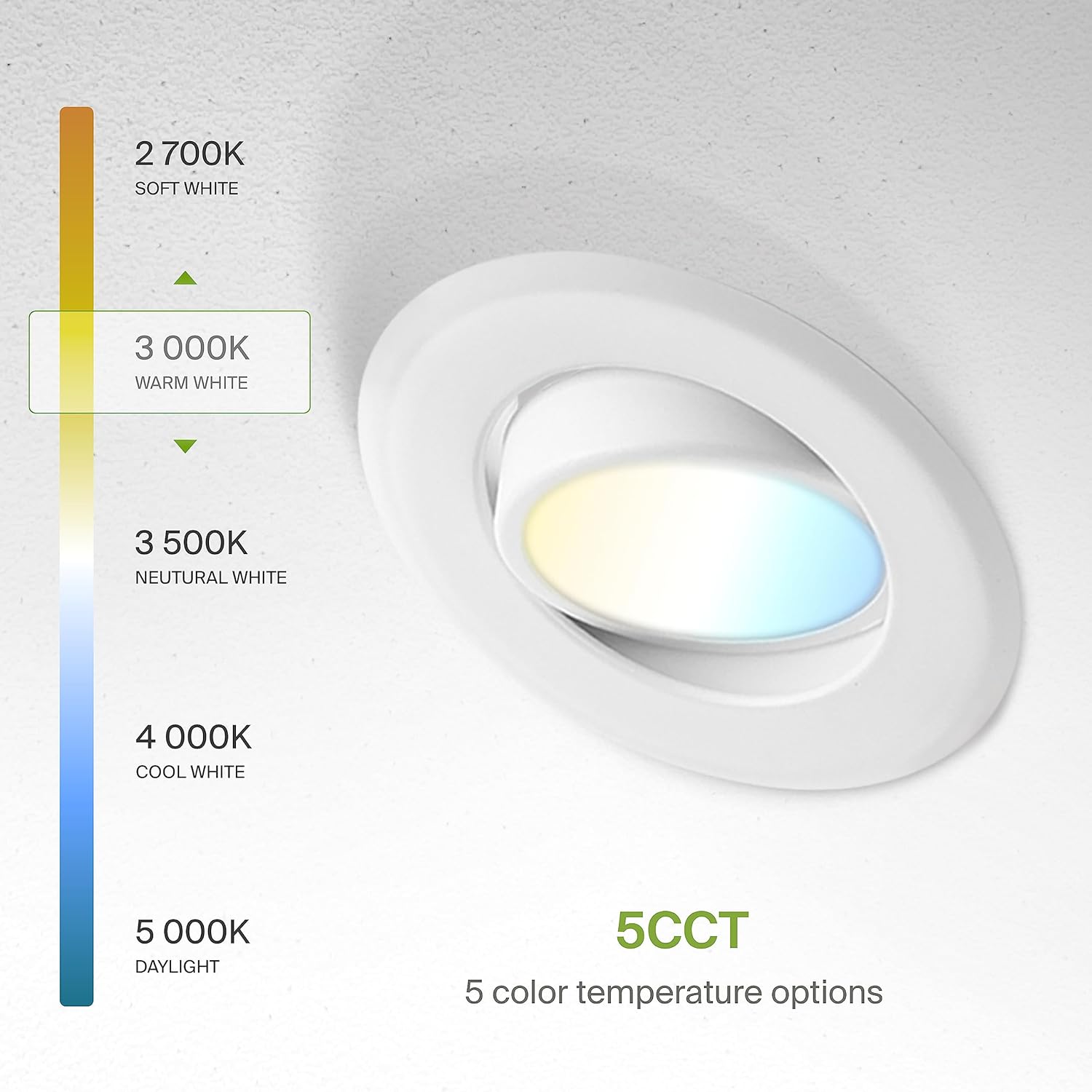 ASD 4 Inch Gimbal LED Recessed Light with Junction Box, 12W 842Lm, 2700K/3000K/3500K/4000K/5000K Adjustable Directional Lighting, Dimmable Rotatable Slim Swivel Spotlight, UL Energy Star White 6 Pack