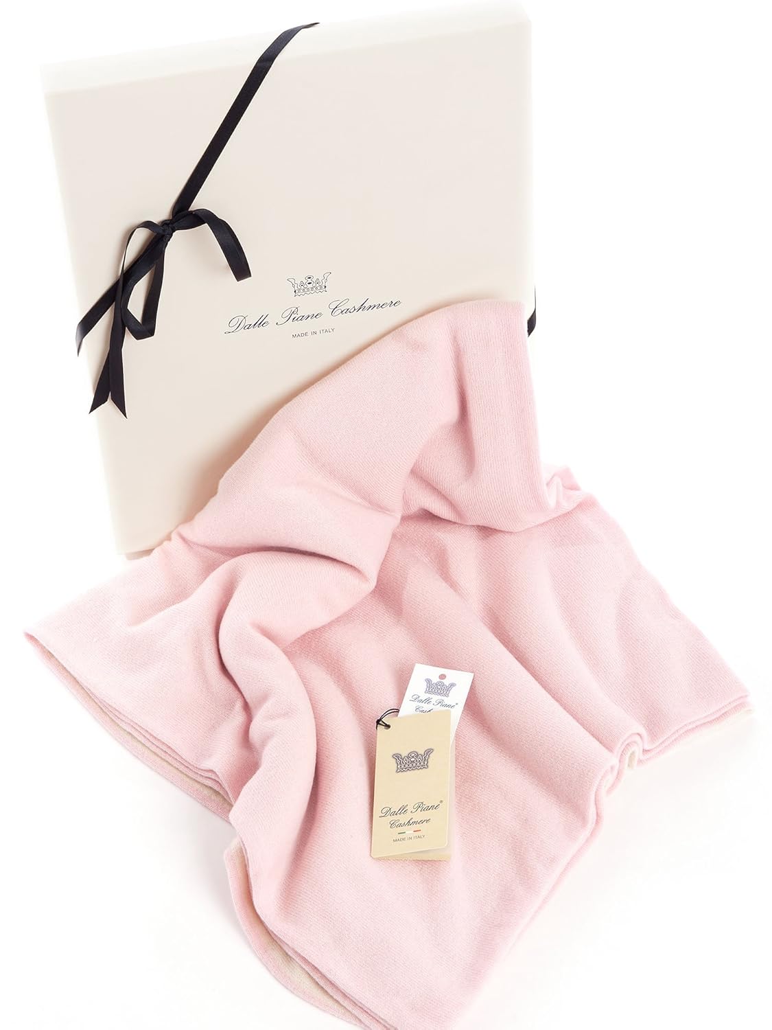 Dalle Piane Cashmere - Two-Colored Baby Cashmere Blanket Made in Italy - Color: Pink
