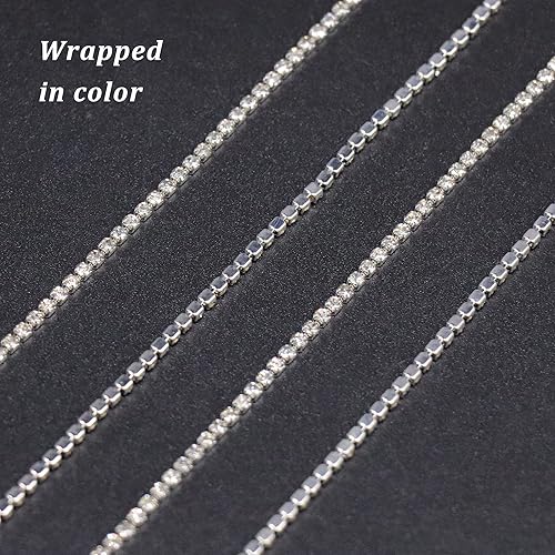 Miniatura 21 de Jerler 10 yardas de diamantes de imitación de cristal SS8.5/0.098 in, cadena de cierre AB para manualidades de costura, ideal para bodas, fiestas