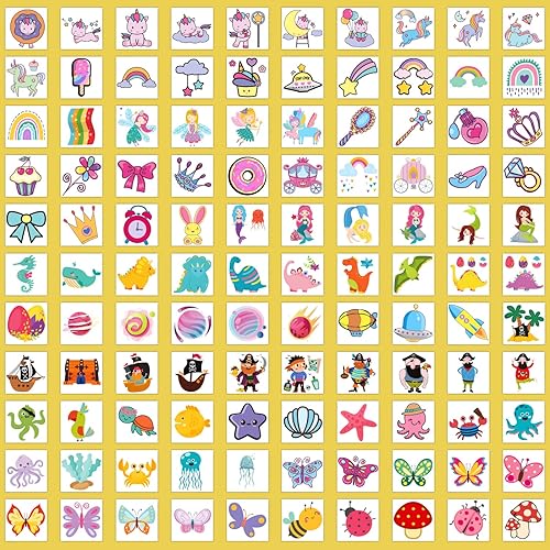 Vista 3 de Partywind Tatuajes temporales para niños, 204 hojas envueltas individualmente, calcomanías de tatuajes, suministros de fiesta de cumpleaños