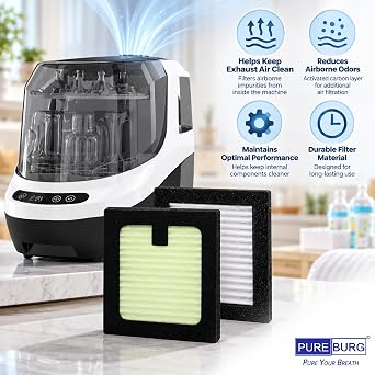PUREBURG Replacement Filter Compatible with Baby Brezza Bottle Washer Pro, 6-Pack HEPA Air Clean Dust