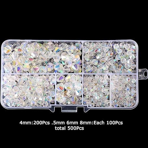 Miniatura 8 de YouLuo Cuentas de cristal de bicona, cuentas de cristal AB transparentes facetadas, cuentas espaciadoras sueltas a granel para manualidades,