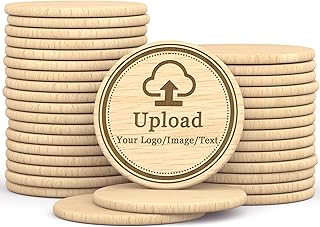 30-100Pcs Custom Wooden Drink Tokens, 40mm Round Wood Chips, Double-Sided Engraved with Your Text or Logo Drink Chips for Bars, Weddings, Parties, and Events