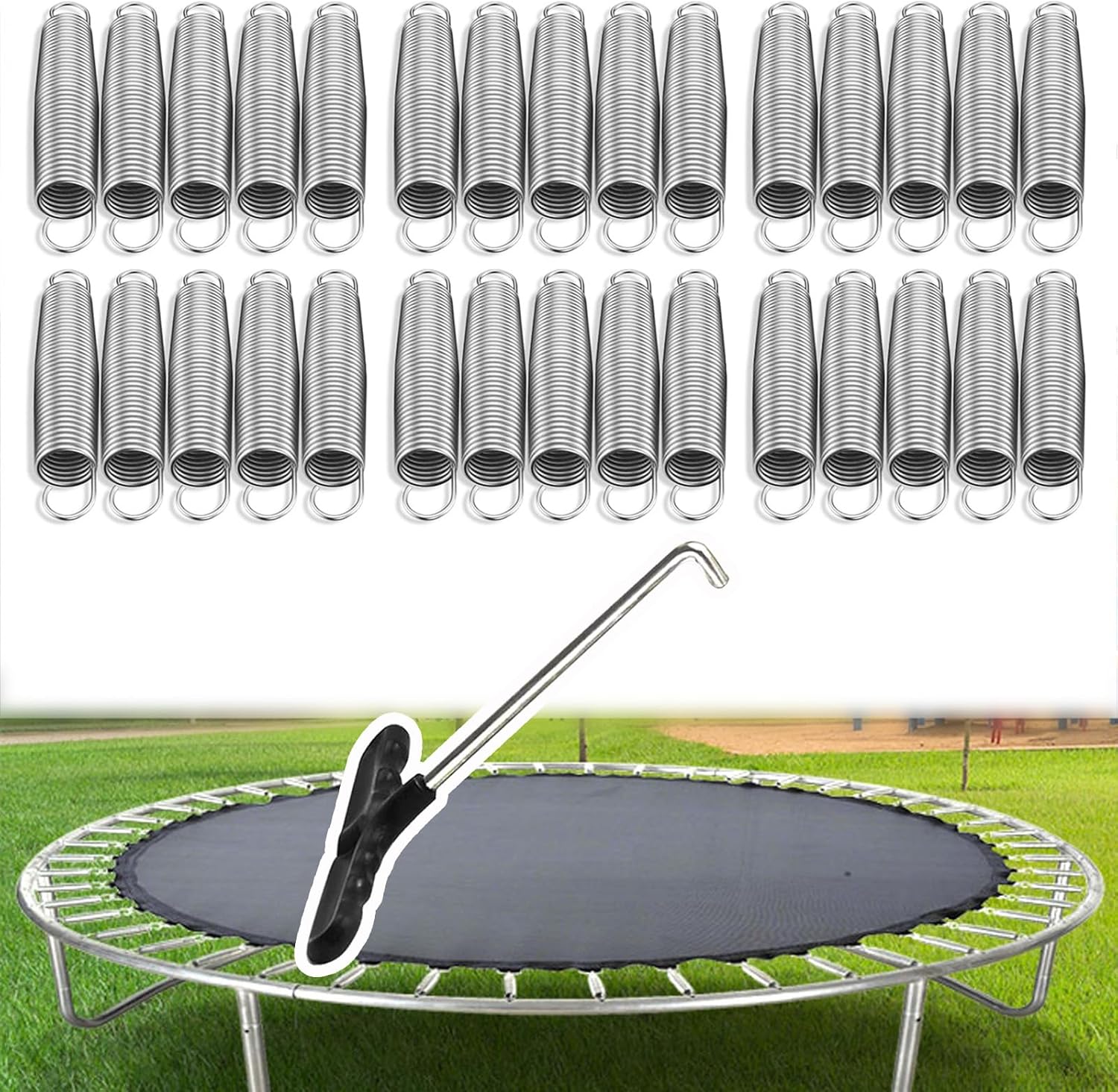 Trampoline Springs 3.5 inch 4 inch, Replacement Springs with Trampoline Spring Tool, Heavy-Duty Galvanised Metal Rust Resistant Trampoline Accessories Parts