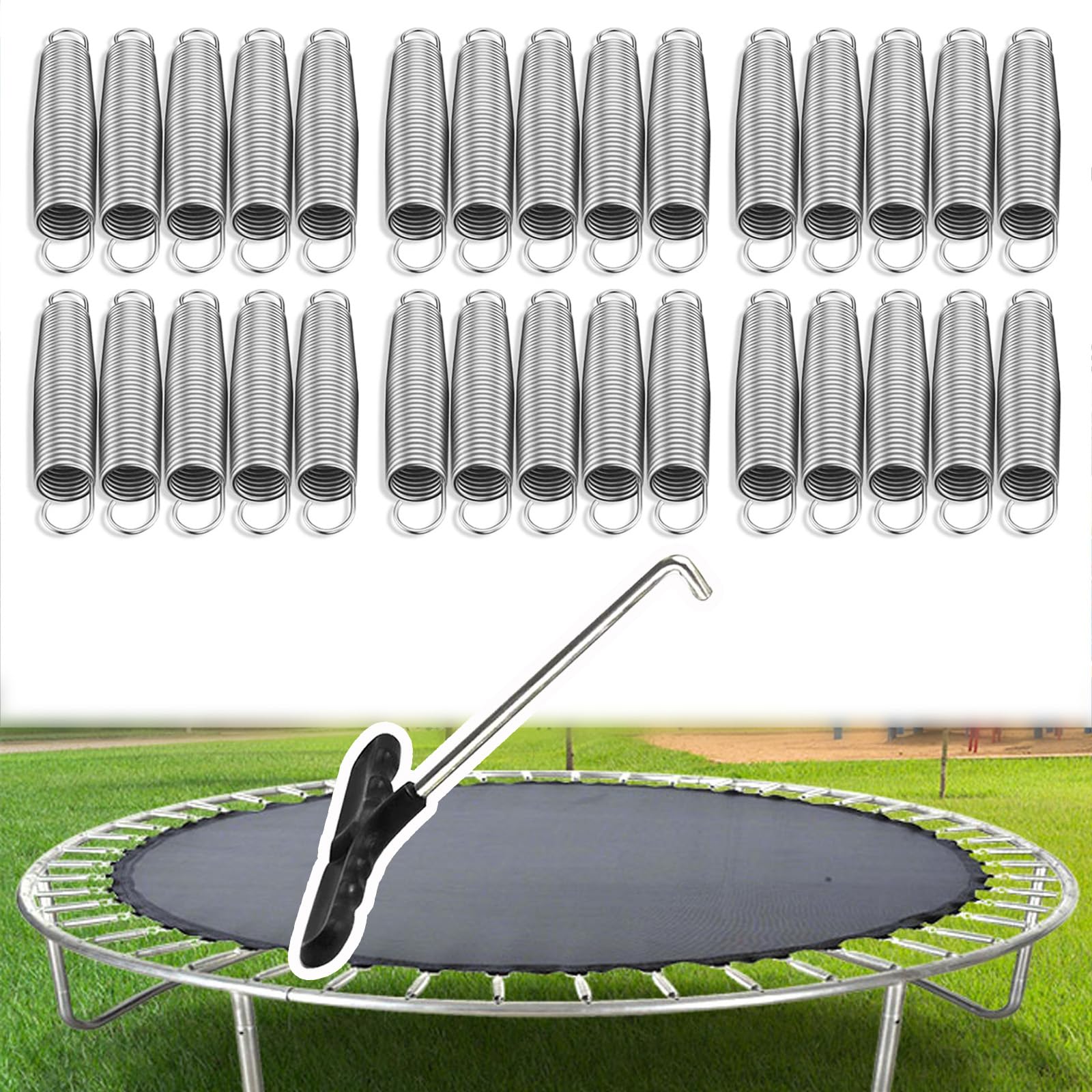 Ersatz Trampolin Federn Länge 88mm 100mm, Ersatzfeder Trampolinfedern mit Federwerkzeug, Stahlfedern aus Verzinktem Stahl für Trampoline springen