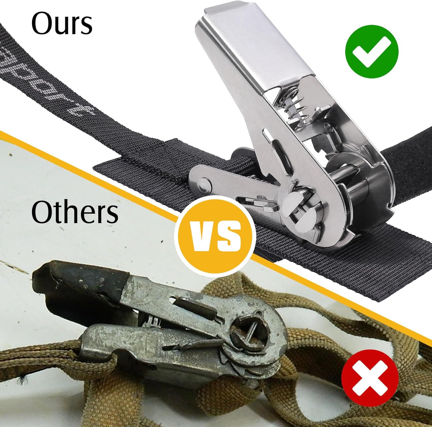 Ayaport Boat Tie Down Straps to Trailer (Stainless Steel Ratchet) 5 Feet, 2400lbs Break Strength Heavy Duty Ratchet Boat Straps, Boat Transom Straps Boat Trailer Accessories for Boating Safety, Black