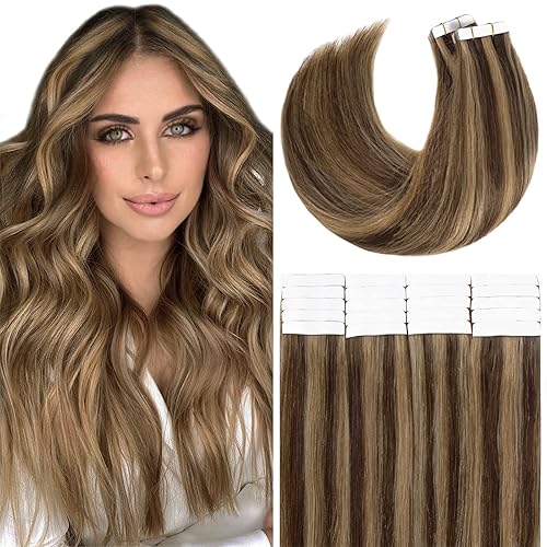 Vista 41 de Lacer Extensiones de cabello humano Remi Remy con cinta adhesiva en trama de piel, sin costuras, 60A, rubio ceniza platino, 100% real, Remi Remi