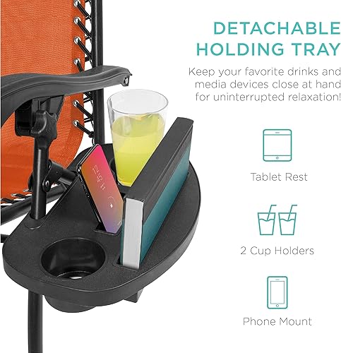 Miniatura 183 de Best Choice Products Juego de 2 sillas reclinables ajustables de malla de acero con gravedad cero con almohadas y bandejas portavasos, color arena