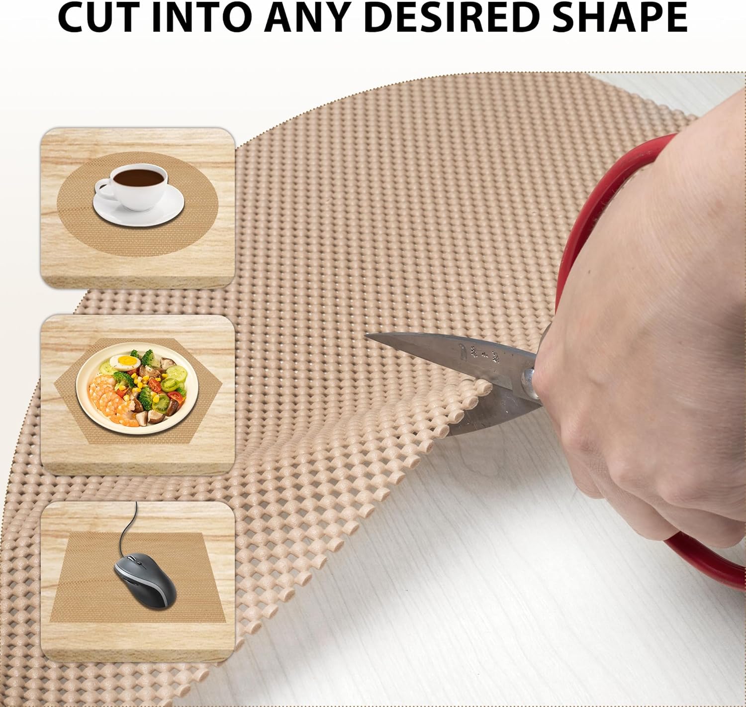 Drawer and Shelf Liner-Non-Adhesive Non Slip Shelf Paper Thickened Strong Grip for Kitchen Cabinets,Brown,12" W x 48" L