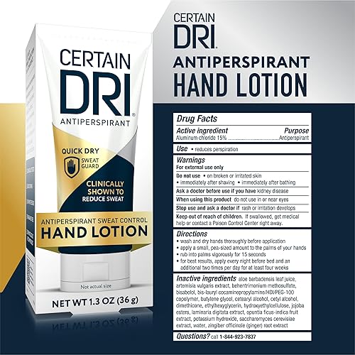 Miniatura 2 de Certain Dri Loción antitranspirante para manos  Protección contra el sudor las 24 horas para sudoración excesiva e hiperhidrosis palmar  Fórmula de