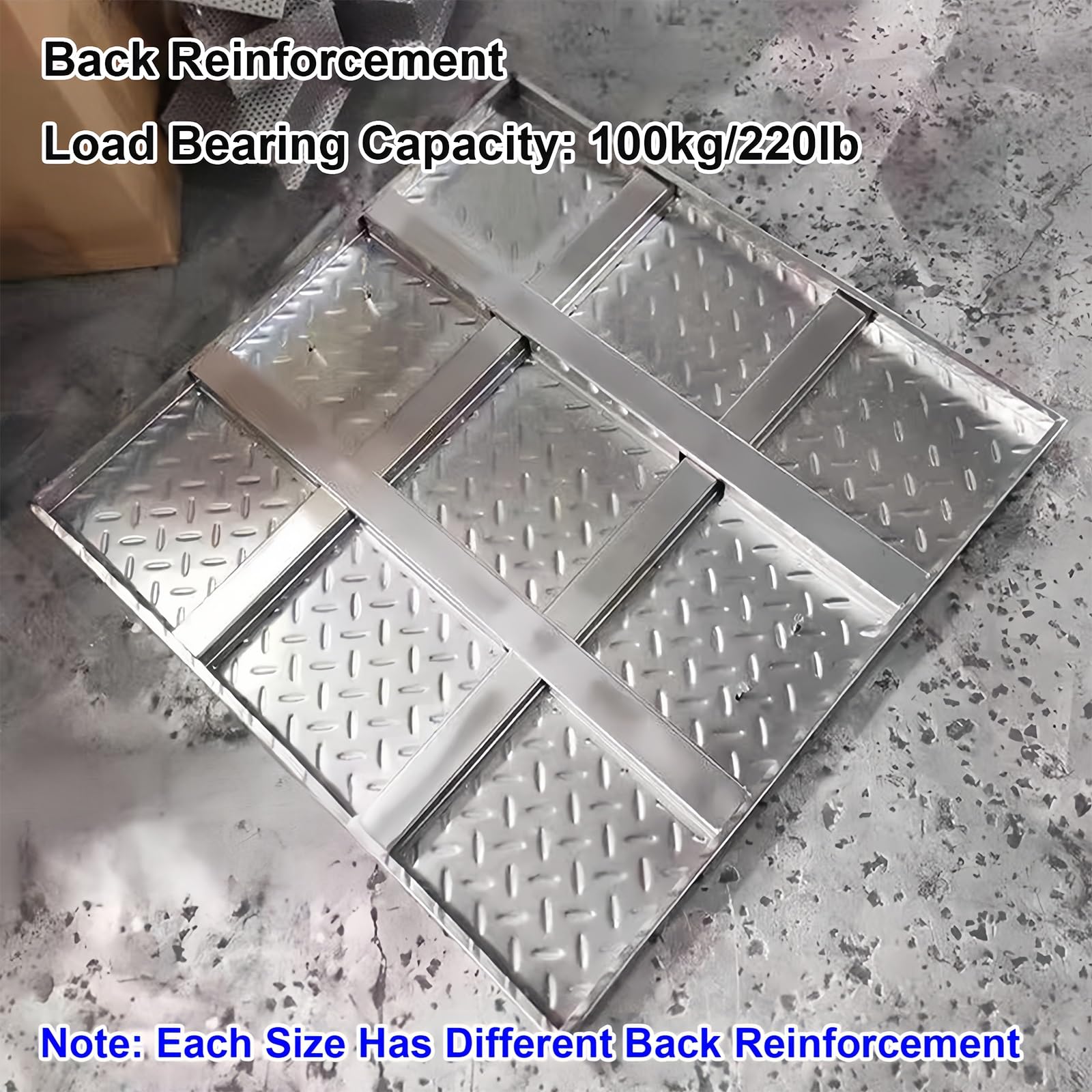 Tapa de Alcantarilla de Acero Inoxidable con Asa, Tapa Arqueta de Sumidero Empotrada y Marco para Patio, Jardín y Acera(45 * 45 * 2.5cm/18 * 18 * 1in)