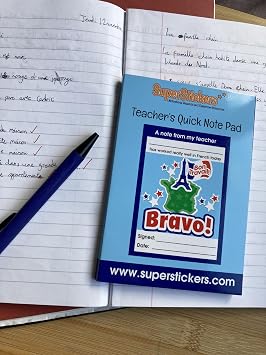 SuperStickers French Reward Praise A6 Note Pad for Teachers - 'Bravo!'. 60 sheets