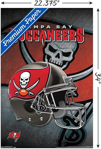 Miniatura 3 de Trends International NFL Tampa Bay Buccaneers - Póster de pared para casco 16, 22.375 x 34 pulgadas, paquete de póster y montaje de alta calidad