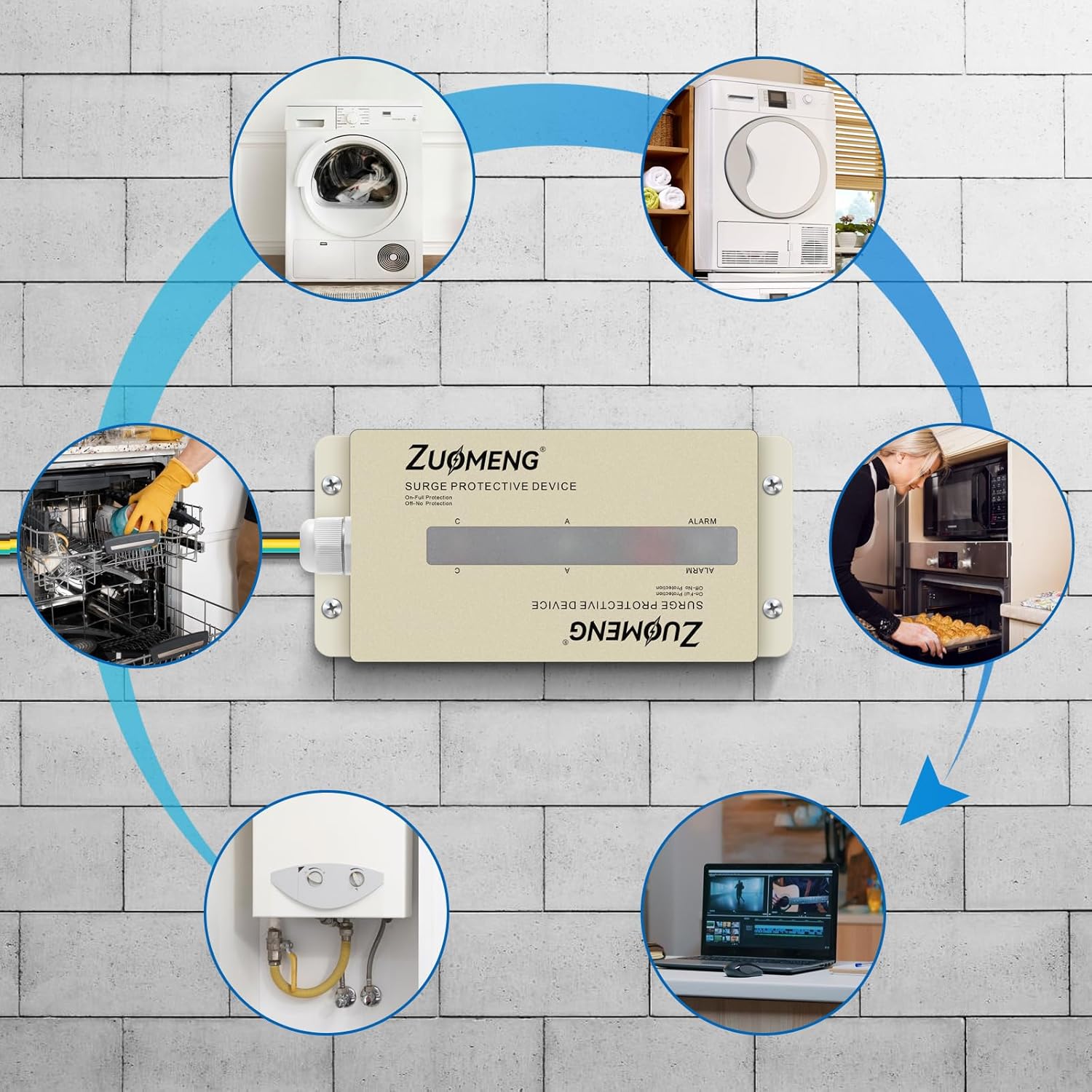 FS140 Whole House Surge Protector, 140,000 Amp Rating, IP66 Waterproof for Indoor/Outdoor Use, Compatible with Siemens Electric Box, Protects Smart Appliances, TVs, Computers, HVAC Systems
