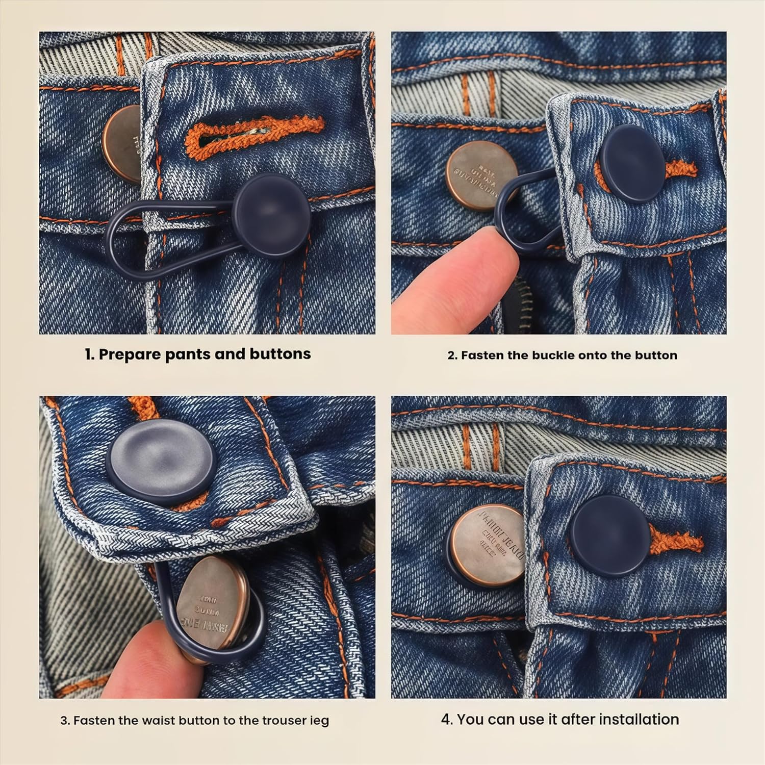 14 PCS Button Extenders for Jeans & Pants - Pants Waist Extenders 1-1.8 Inches for Women and Men - Waist Adjuster for Pregnancy, Shirts,Dress Pants, Collars,Shorts-No Sewing Required