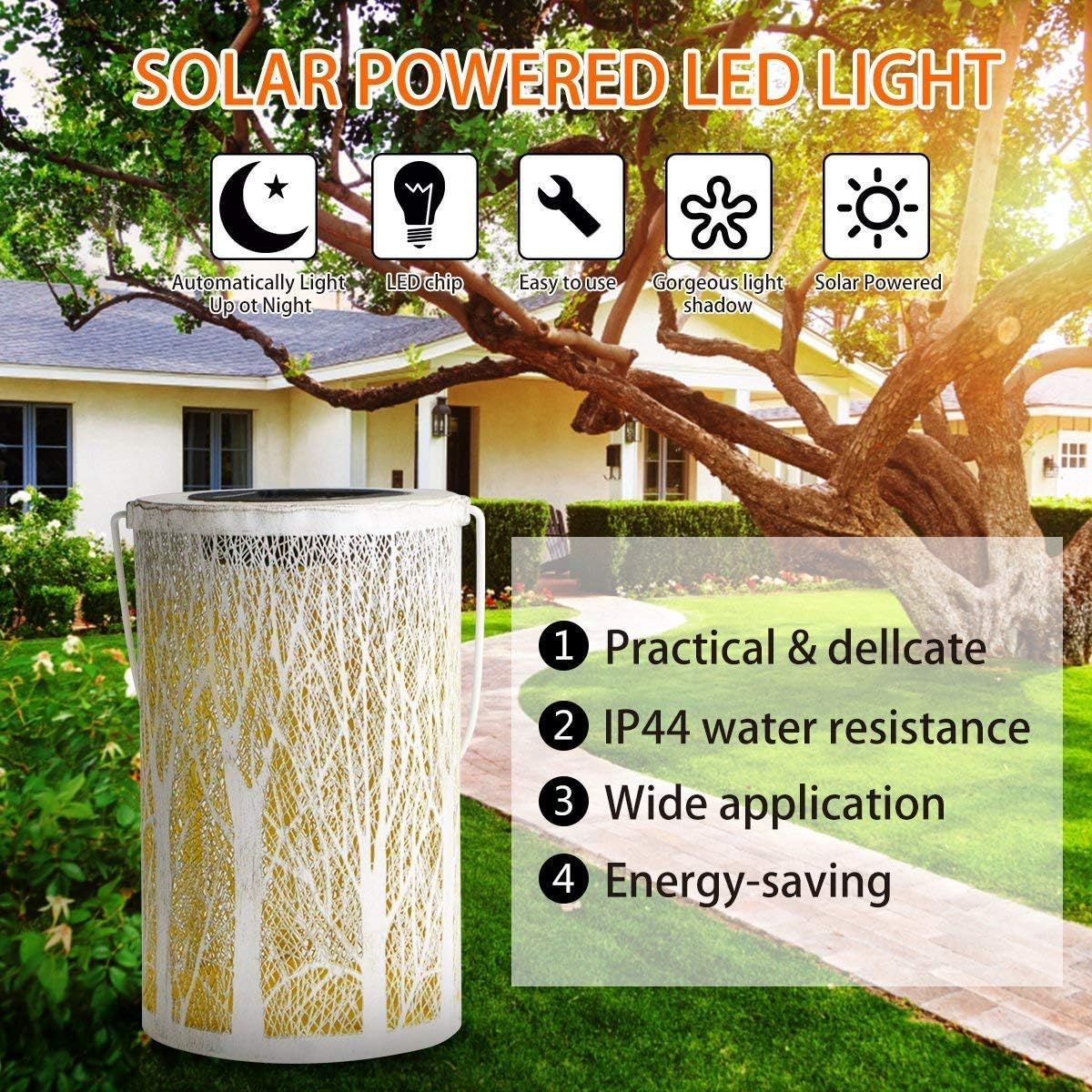 Philonext Solar Lantern Lights, Outdoor Hanging Lantern, Lights Lamp for Patio,IP44 Waterproof Garden Light Cylinder Night Light Tree Lanterns