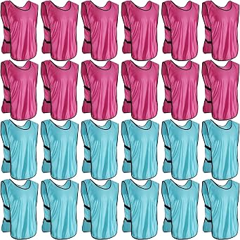DIMEGON 24 Pack Youth Pinnies, Sports Pinnies for Youth Adults, Soccer Basketball Scrimmage Training Vests, Football Team Practice Jersey