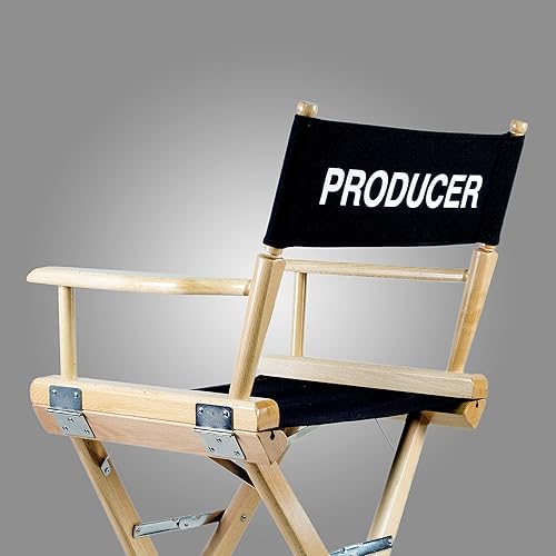 Miniatura 7 de Filmcraft Silla alta de director personalizada, acabado natural con lienzo negro personalizable, paquete profesional completo para cineastas y