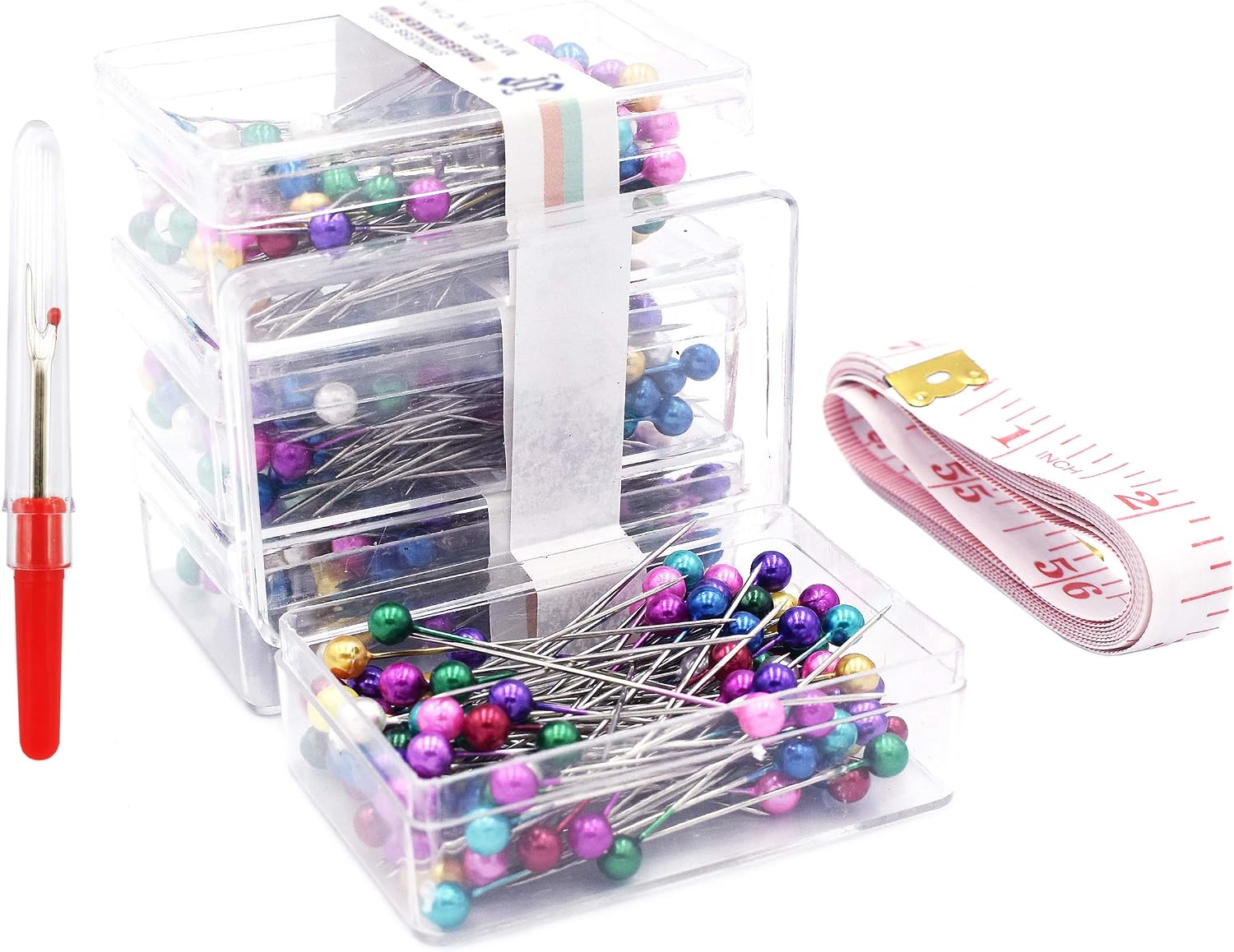 Firefly 400 Pcs Assorted Color Straight Pins 1.5" Pearlized Ball Head for Sewing Quilting and Craft Decoration