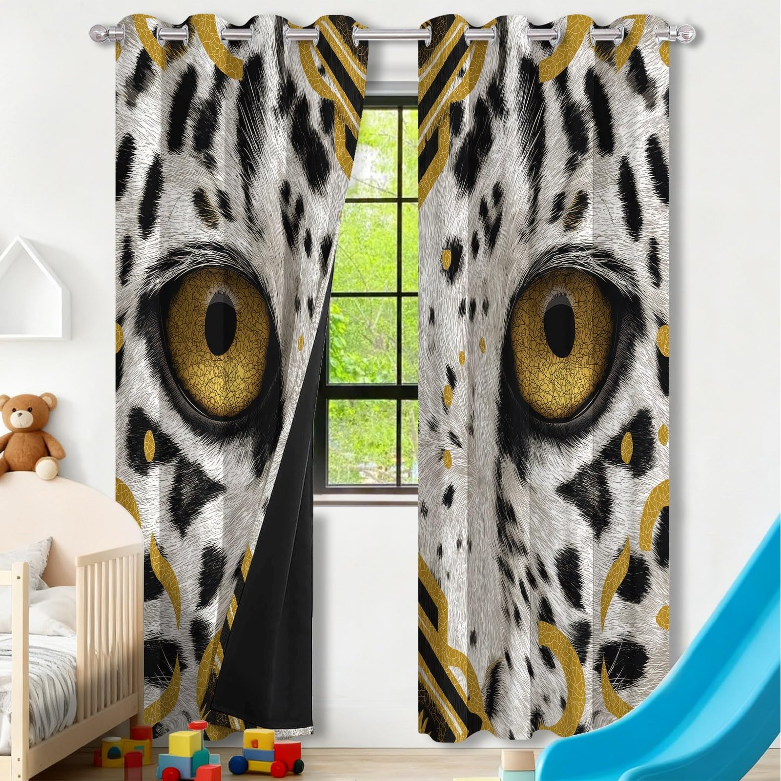 Rideaux occultants multicolores décoration moderne motif animalier