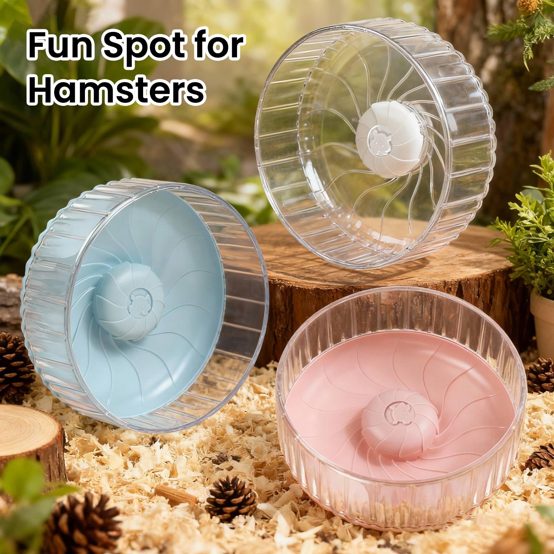 Silent Hamster Wheel, 8in Hamster Wheel No Stand, Double-Bearing Quiet Spinner for Syrian Hamsters, Hedgehogs, Mice & Small Pets, Clear - image 7