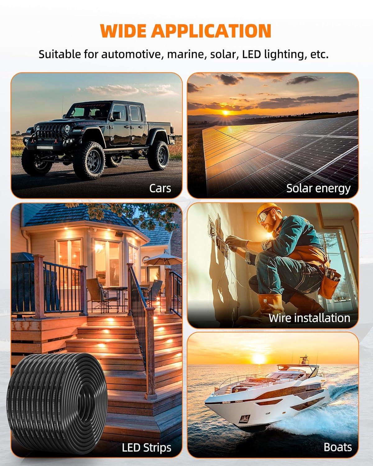 18 Gauge Wire 3 Conductor Electrical Wire, 18 AWG Tinned Copper Stranded PVC Cable, IP68 Waterproof/Flexible/Low Voltage Cord for Automotive, Marine, Solar, LED Lighting (100FT)