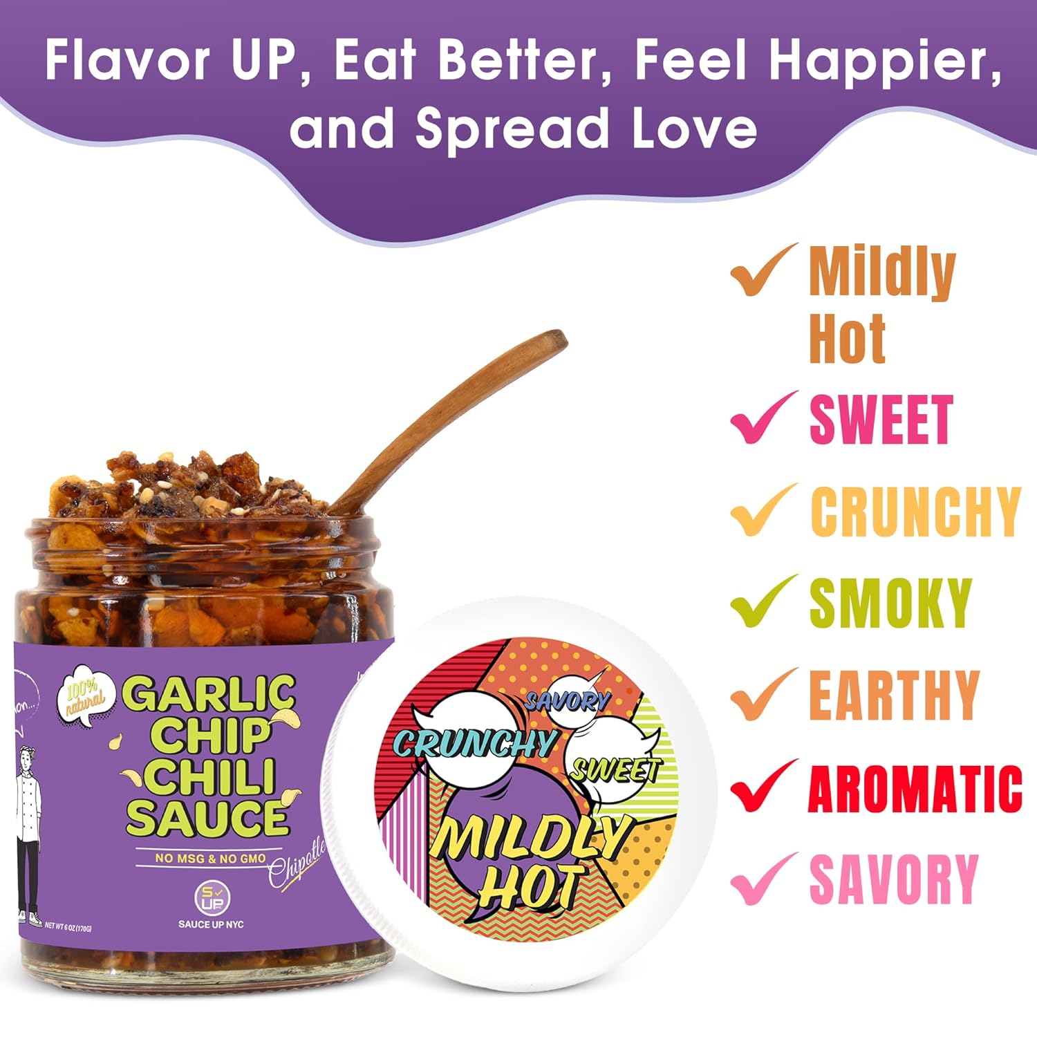SAUCE UP Garlic Chip Chili Sauce 3-Pack Bundle – Original, Vegan & Chipotle | Super Crunchy, Savory & Garlicky | Premium Chef-Curated, Plant-Based, Gluten-Free, Non-GMO, All-Natural Topping & Condiment