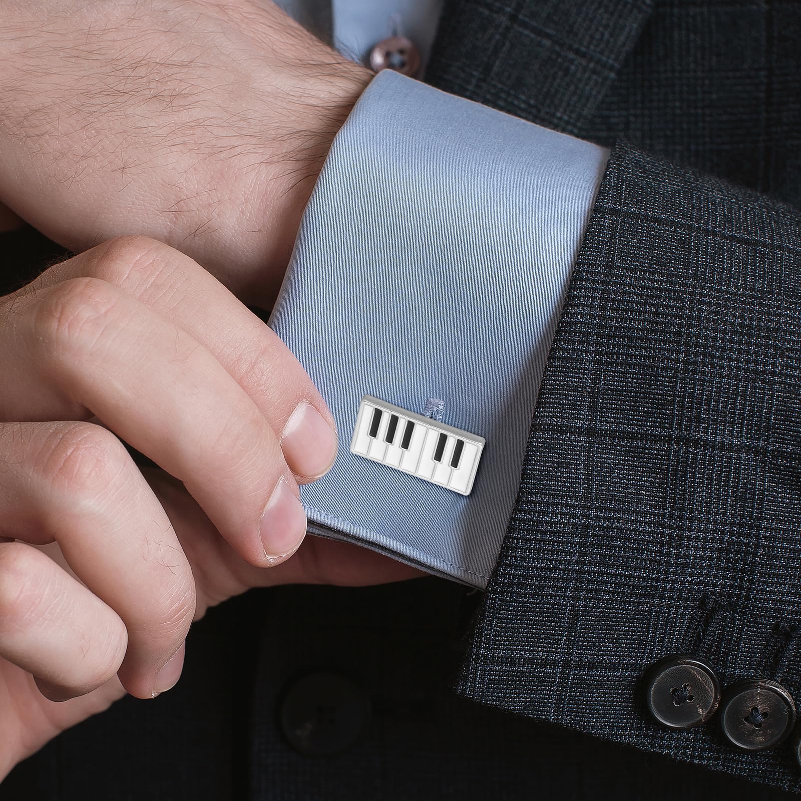 Genérico Gemelos de Aleación Diseño de Piano, Cierre Decorativo para Camisa de Traje Obsequio de Navidad para Compañeros