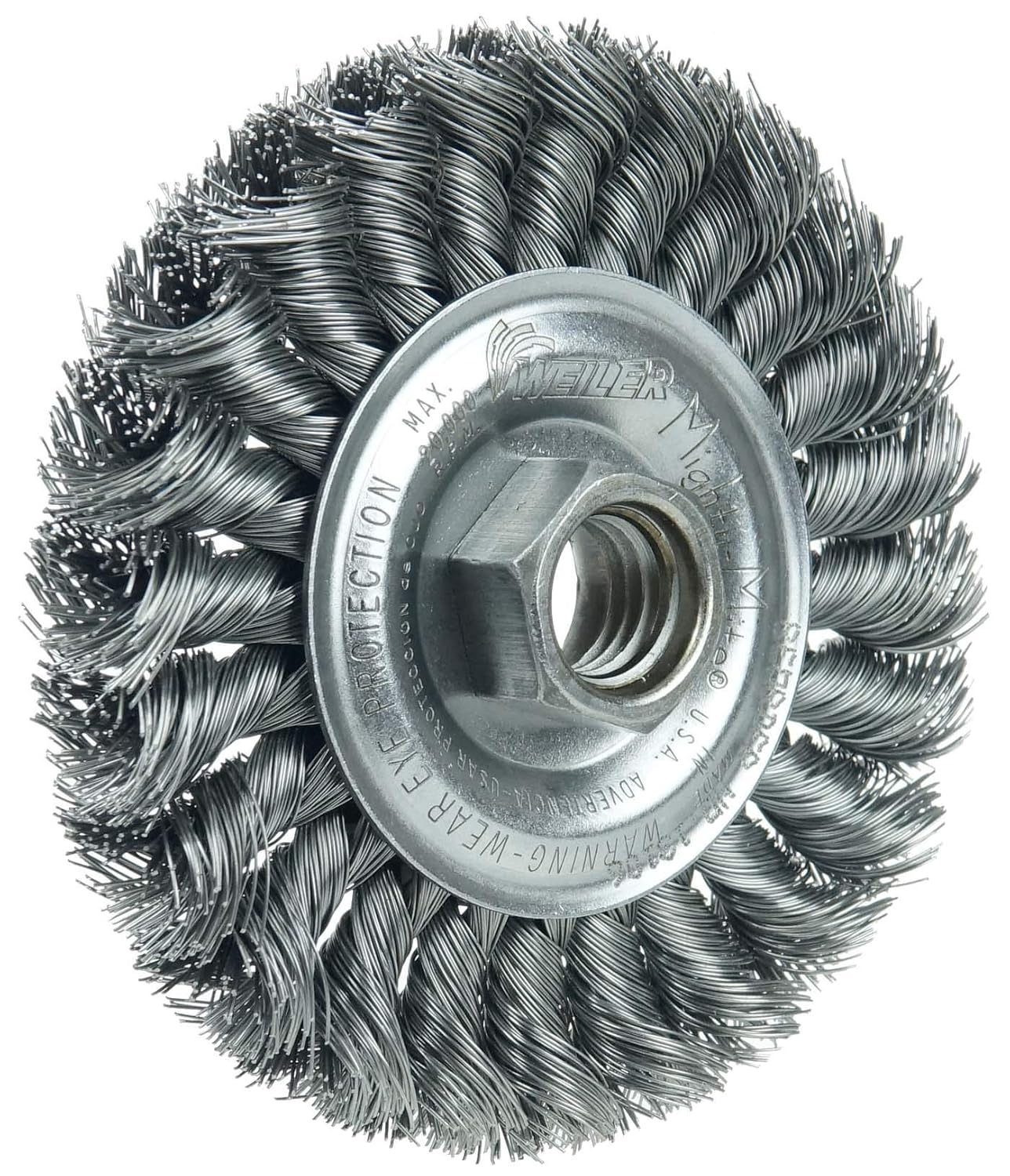 Weiler 13106V 4" Standard Twist Knot Wire Wheel, .014" Steel Fill, 5/8"-11 UNC Nut, Vending Ready, Made in the USA, (Pack of 5)