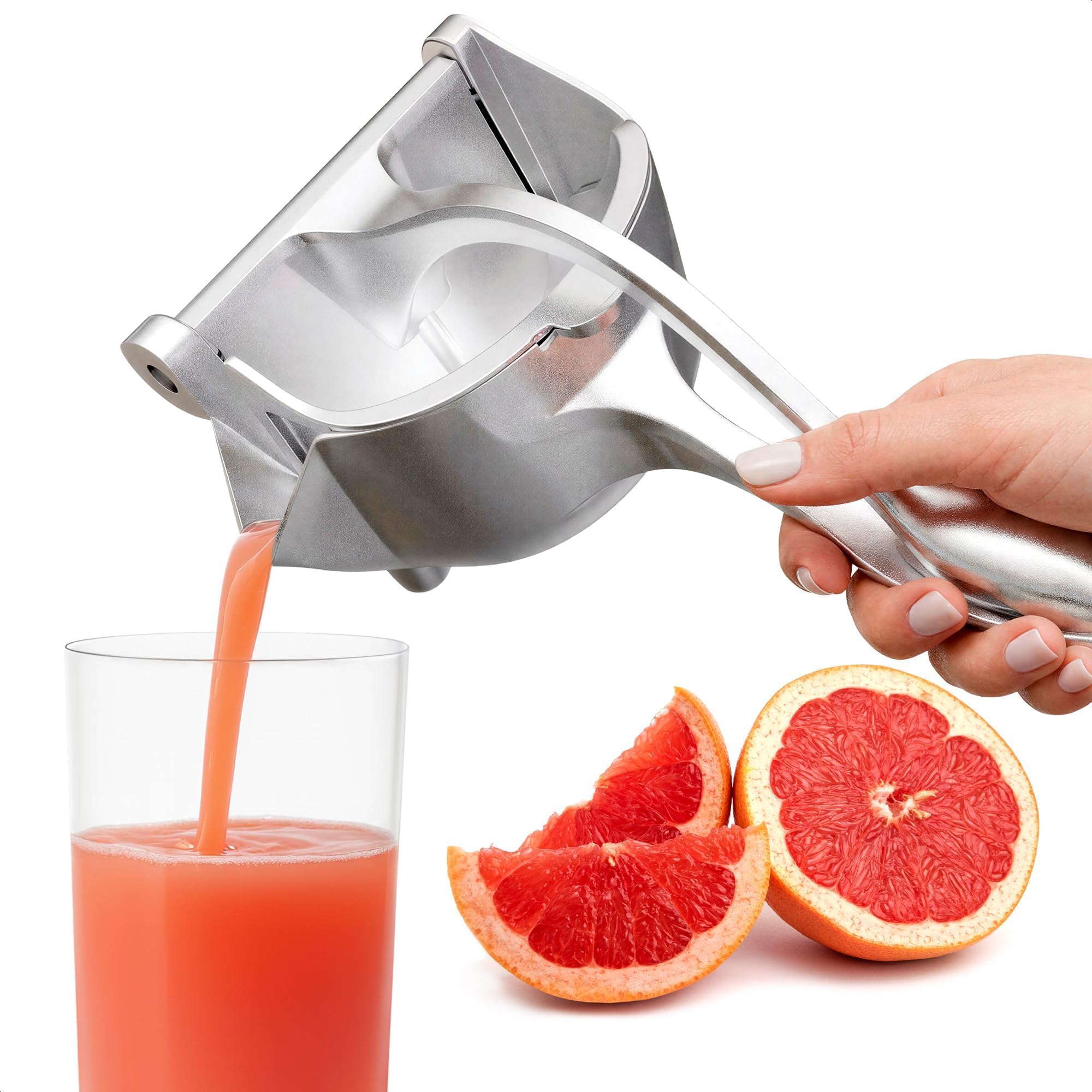 Hand Juicer Squeezer, Large 20 oz Aluminum Bowl with Pour Spout