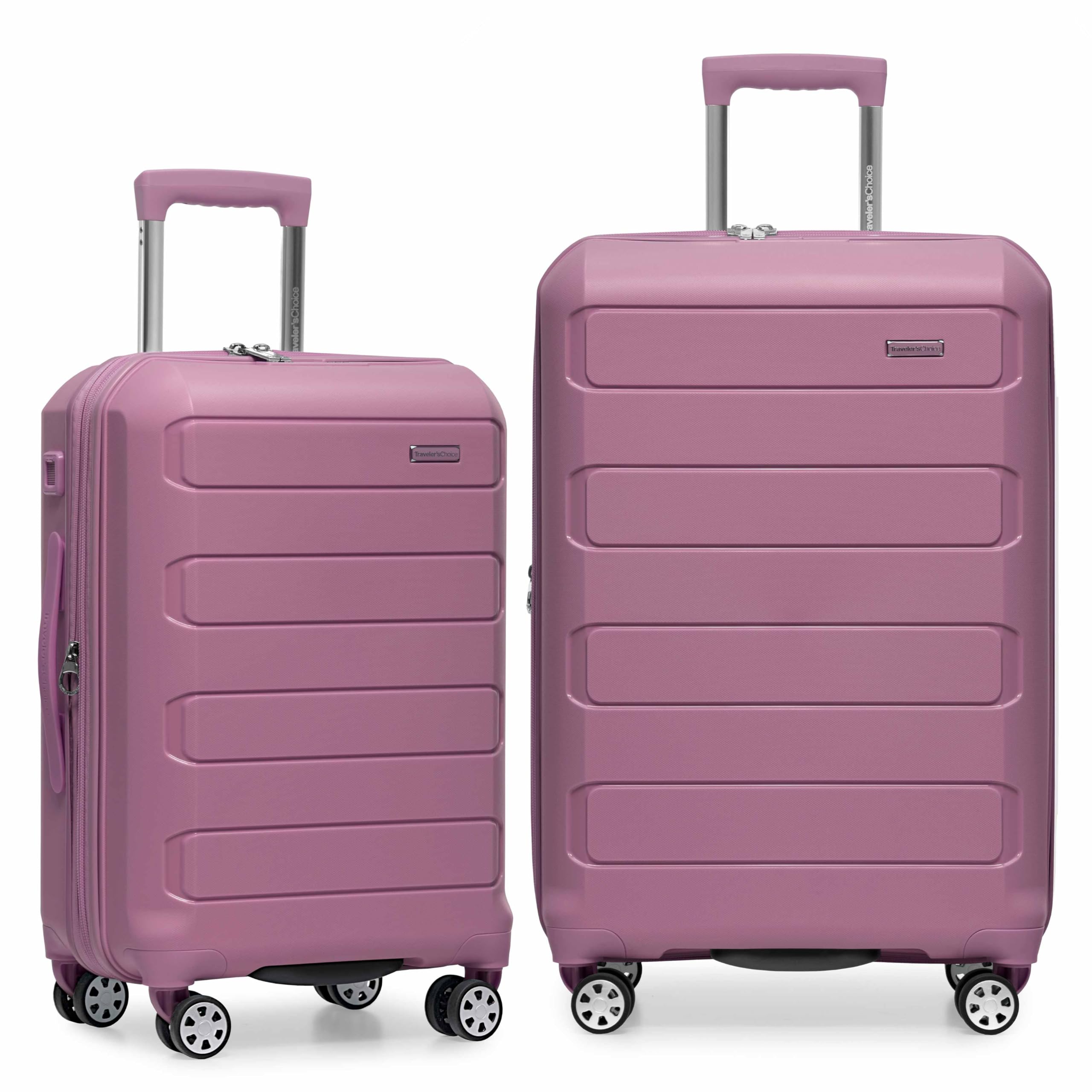 Traveler's Choice Pagosa Indestructible Hardshell Expandable Spinner Luggage, Mauve, 2-Piece Set (22/26)