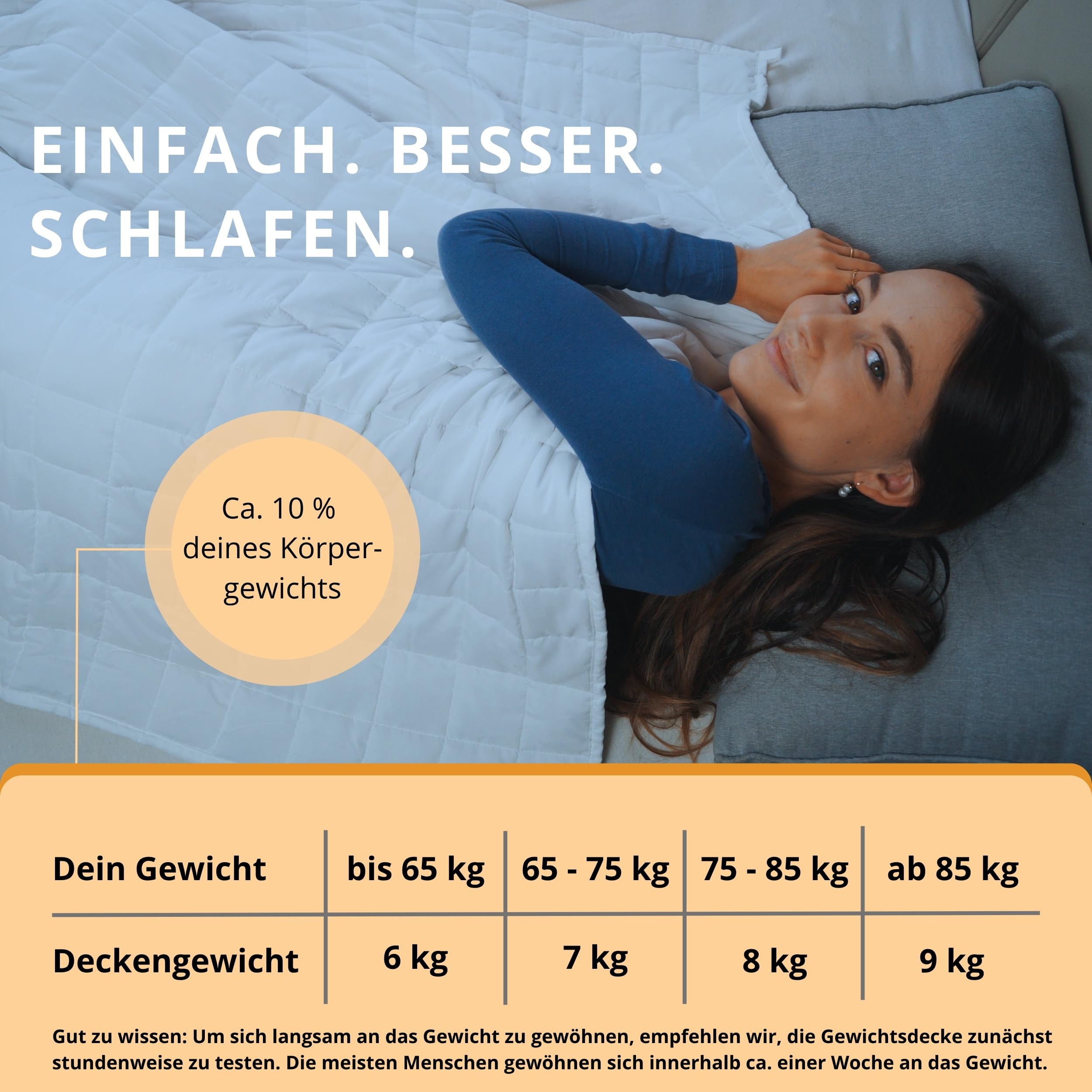 HARMONY Gewichtsdecke 135x200 cm atmungsaktiv Oeko-Tex Zertifiziert Anti-Stress Decke Therapiedecke 6kg 7kg 8kg 9kg inkl. Geschenkbox