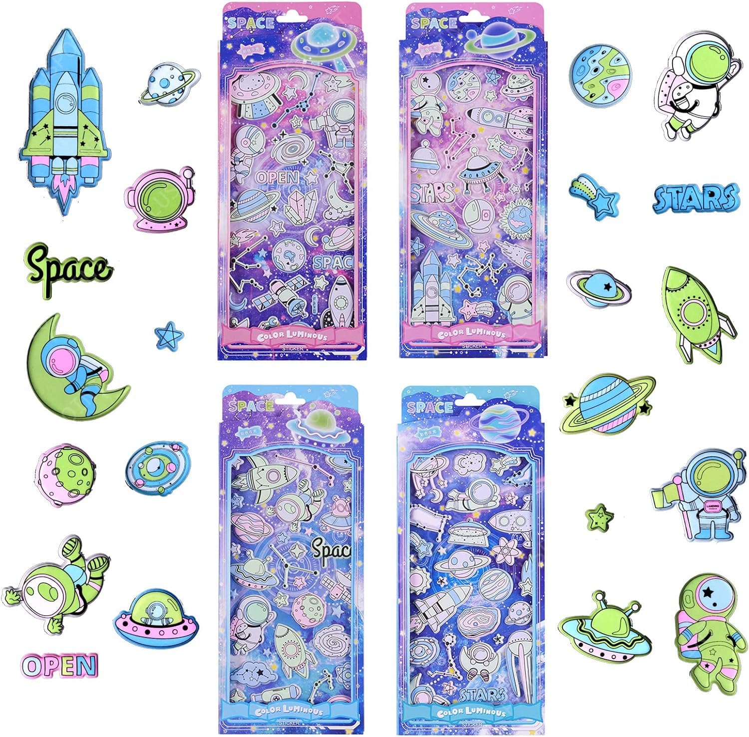 PLUSPOINT 3D Puffy Space Glow in Dark Stickers for Kids 4 Pack Self Adhesive Foam Space Stickers with Planet, Astronaut, Rocket, Solar System for Scrapbook Crafts, Party Favors Goodie Bags Stuffers (B0CXJJZW7M) Amazon Price History, Amazon Price Tracker
