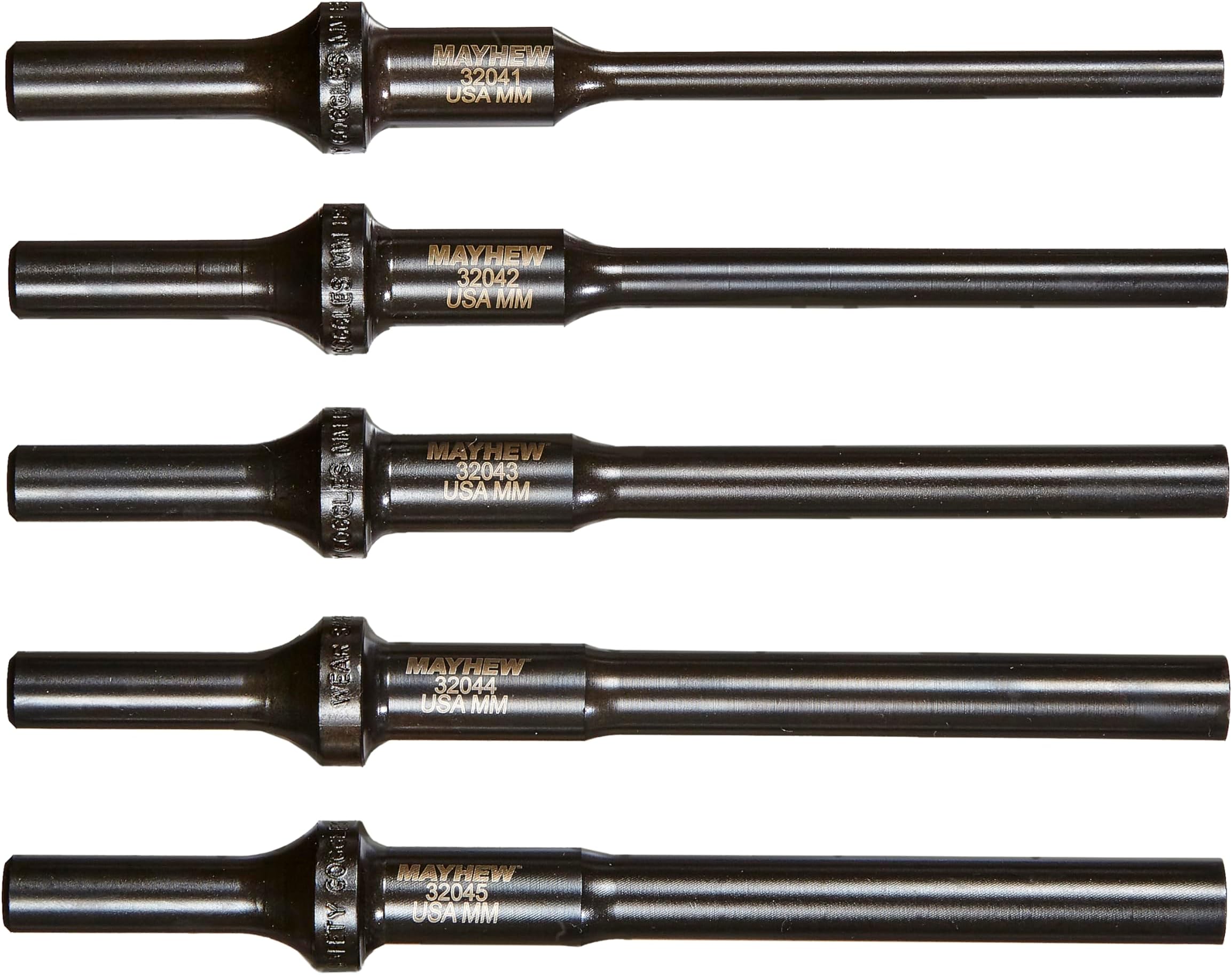 Tools 32040 Pneumatic Pin/Drift Punch Set, 5-Piece, Black Oxide Finish