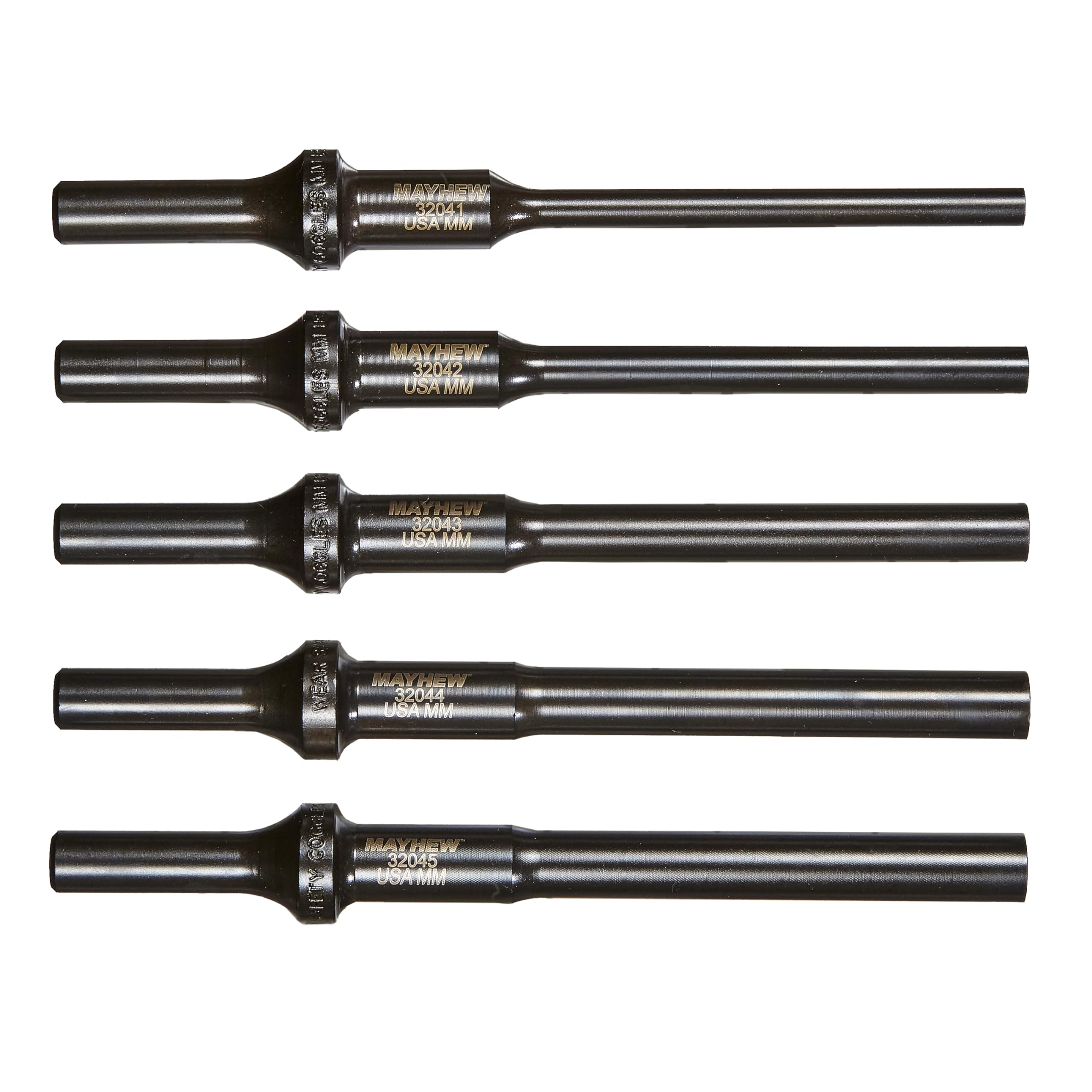 Mayhew Tools 32040 Pneumatic Pin/Drift Punch Set, 5-Piece, Black Oxide Finish