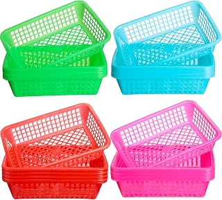 Thenshop 40 Pcs Classroom Plastic Bins Bulk Multicolor Baskets Desktop Tray