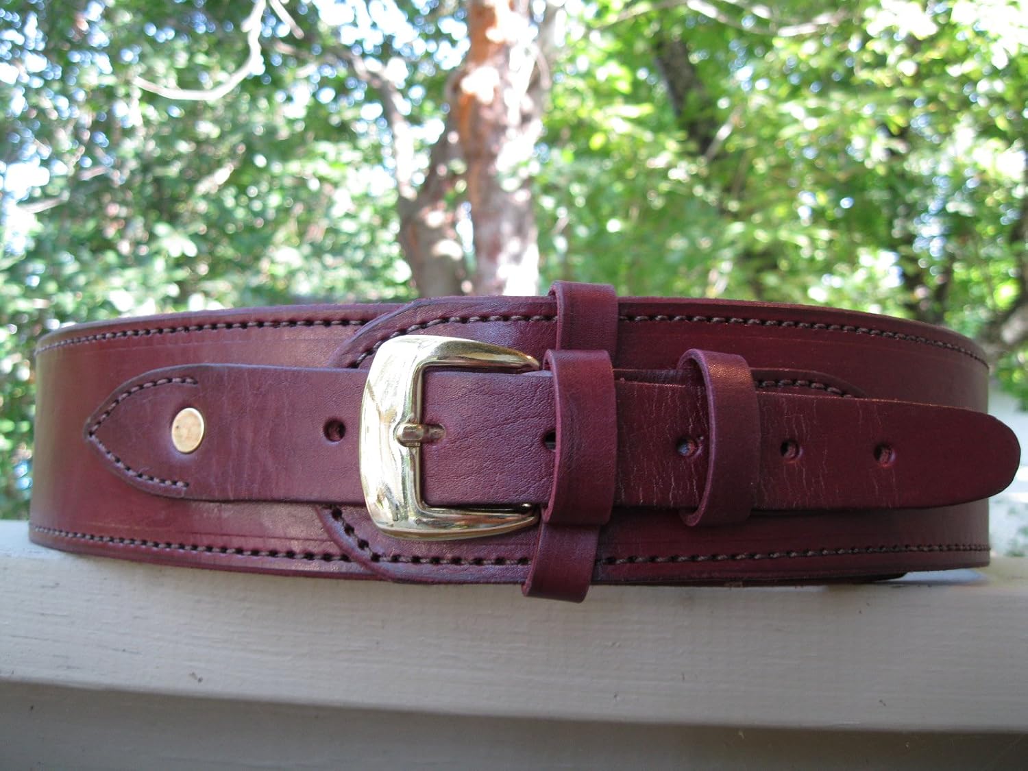 36" Wine Genuine Leather .38 Caliber Cartridge Gun Belt