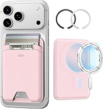 ESR for MagSafe Wallet, 5-Card Holder with RFID Blocking, MagSafe Sticker Included, Slim Magnetic Wallet for iPhone 17e/17/16/15/14/13/12 Series & Selected Samsung Devices, Not mini, Light Pink