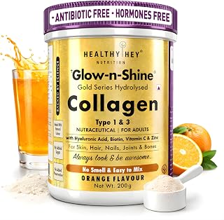 HealthyHey Skin Glow-n-Shine® Collagen Powder 200g | Hydrolysed Collagen for Women and Men with Hyaluronic Acid, Biotin an Price In India