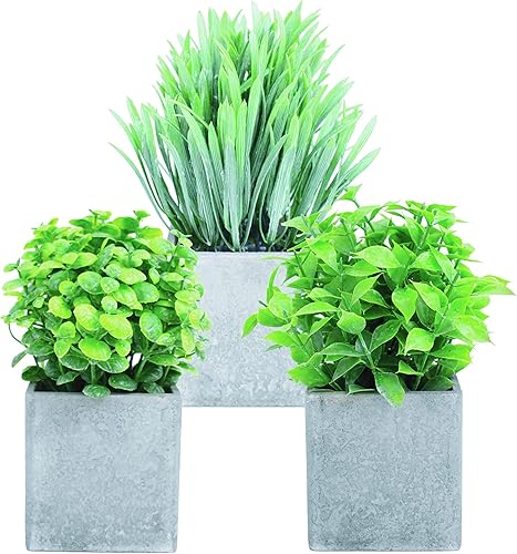 Miniatura 6 de Paquete de 3 plantas artificiales en macetas de 8.5 pulgadas de alto (lavandaeucalipto) suelo realista sintético, hojas de tacto real para