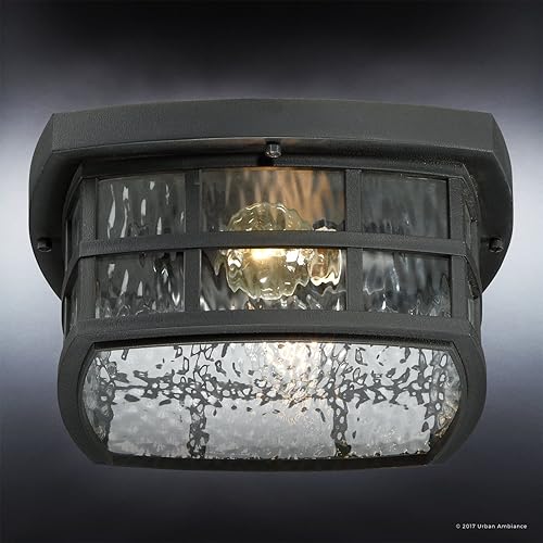 Vista 4 de Urban Ambiance UQL1248 - Lámpara de techo para exteriores, tamaño pequeño: 5.75 pulgadas de alto x 12 pulgadas de ancho, con elementos